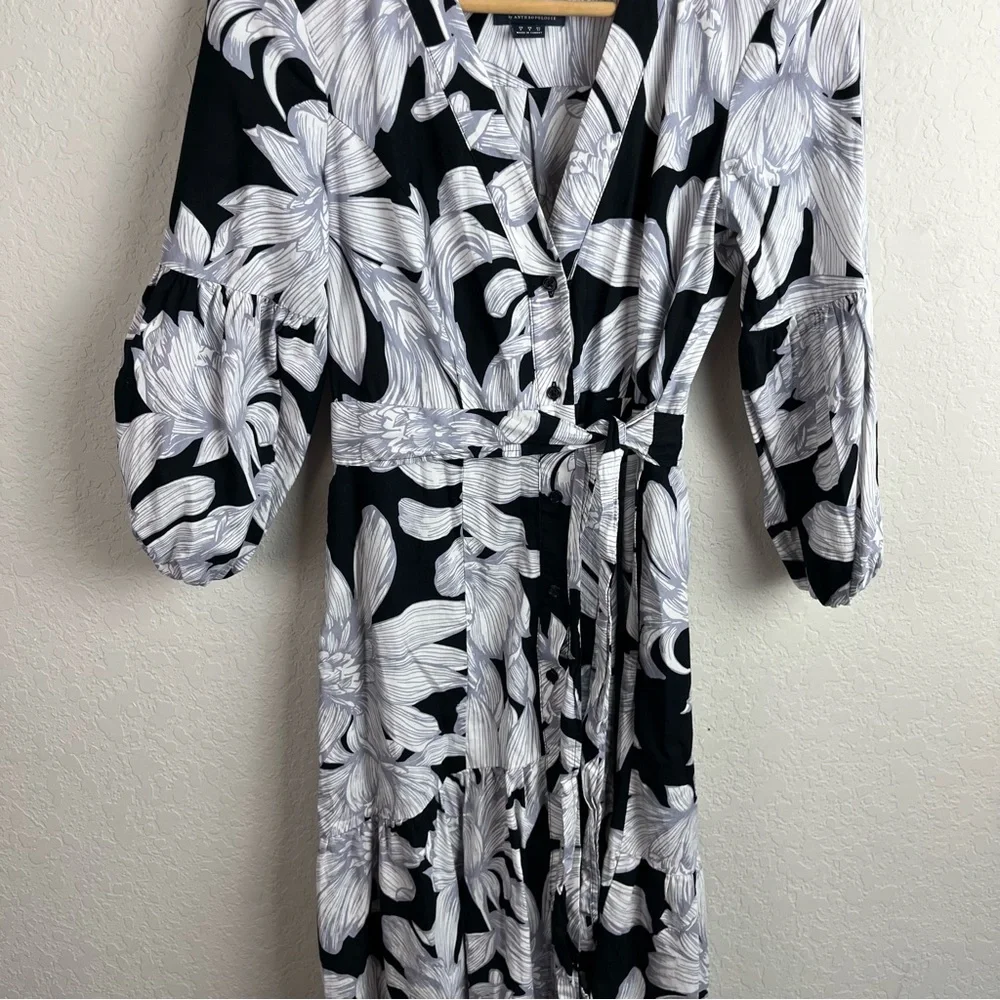 MAEVE Anthropologie Puff Sleeve Midi Dress Floral - Picture 6 of 14